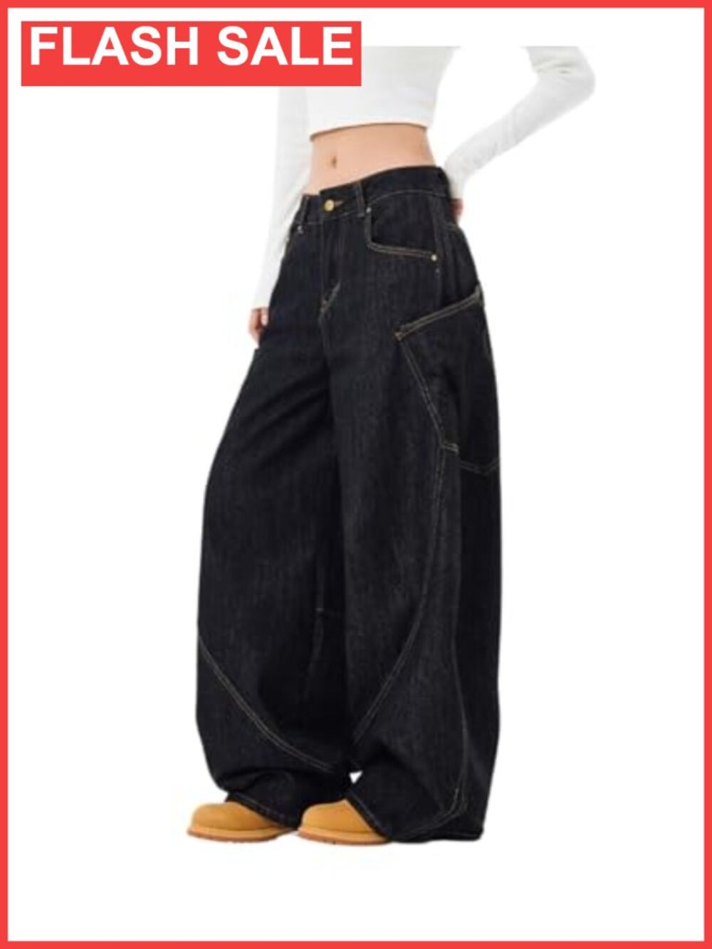 Lafaguw Baggy Barrel Jeans High Waisted Wide Leg Cotton Denim